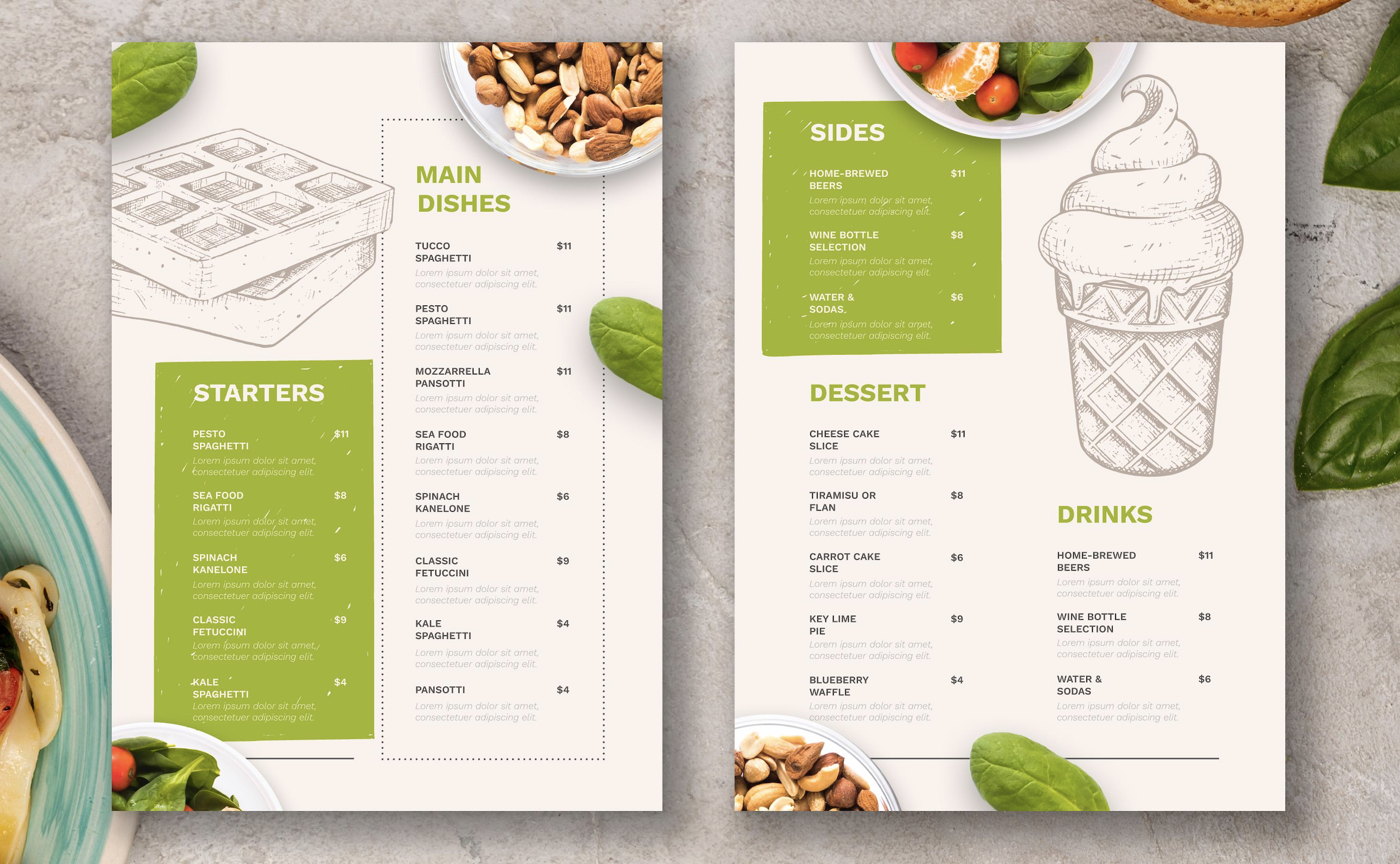 restaurant menus for POS